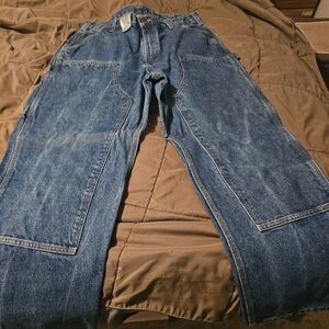 Vintage Carhartt B73 DST Double Knee Dungaree Fit Denim Work Pants Men's 36x30